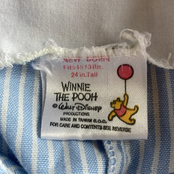 Vintage Disney Kids Baby Size Newborn Infant Blue White Striped Overalls Boats - Picture 6 of 10